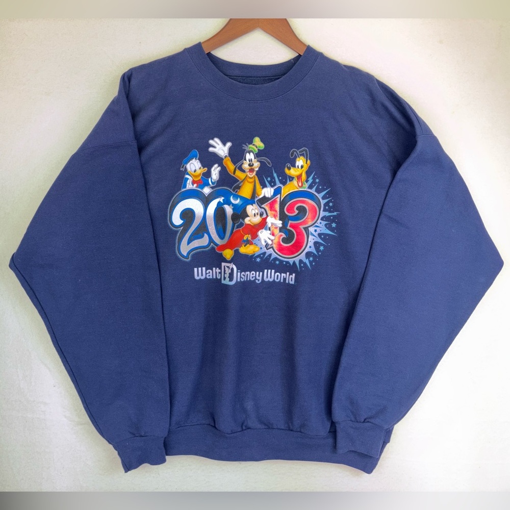 WALT‎ DISNEY WORLD 2013 Mickey Parks Sweatshirt Navy Collectors Women Crew 2XL